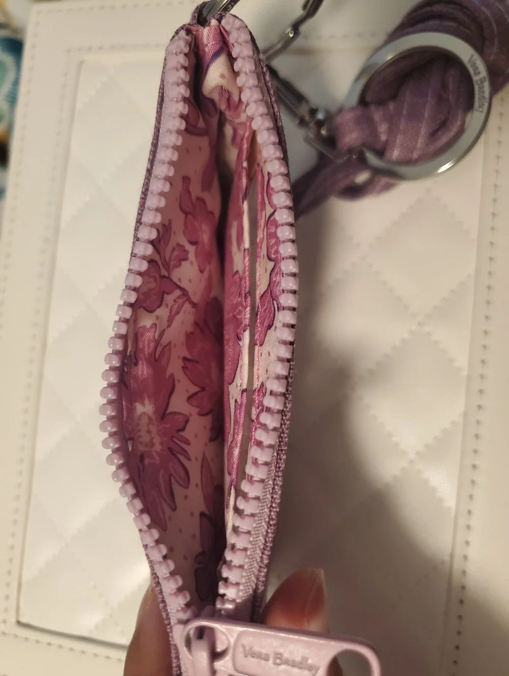Vera Bradley Heather Purple Zip ID Case with Matching Lanyard